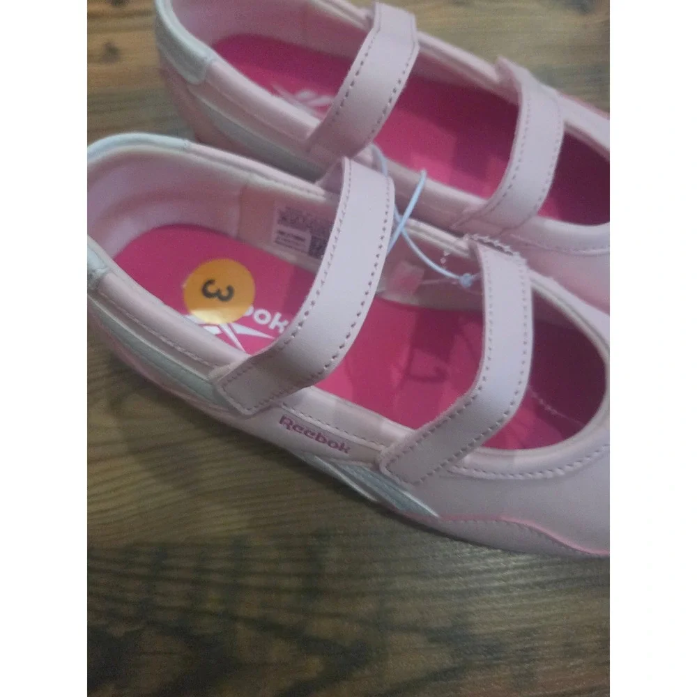 Reebok Kids Pink Mary Jane Sneakers Double Strap Flats 3 New Street Ballet Sport
